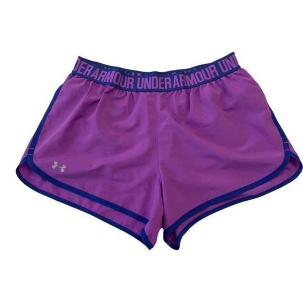 Under Armour Running Shorts with Lining, Purple and Blue, Size Small